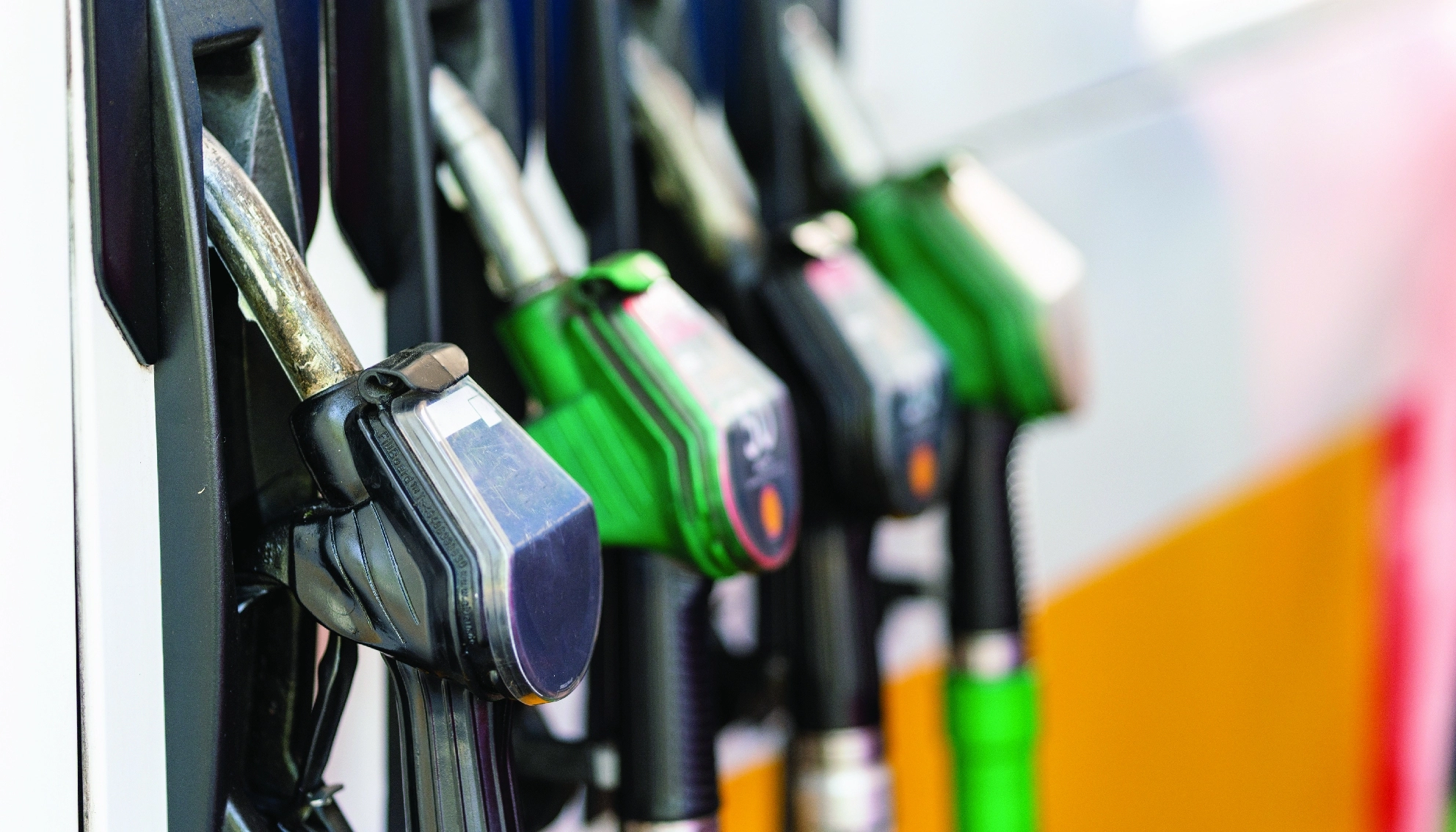 Unleaded petrol at a fuel station