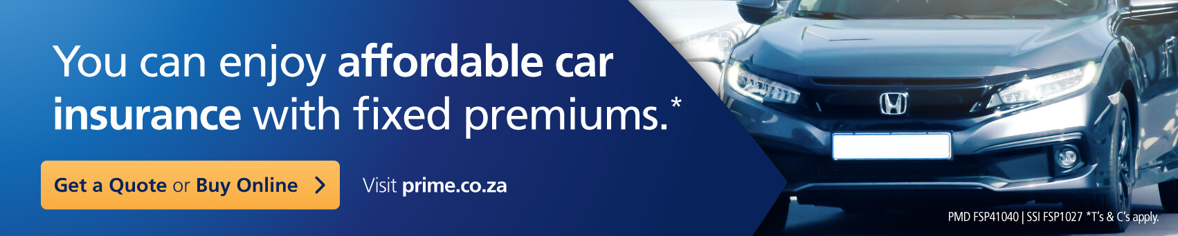 A dark silver Honda Ballade, which has cheap car insurance, drives on a suburban road in Johannesburg.